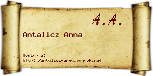 Antalicz Anna névjegykártya